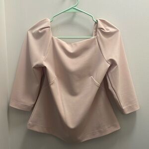 Ann Taylor Petite Puff Sleeve Square Neck Top, size small petite, soft pink